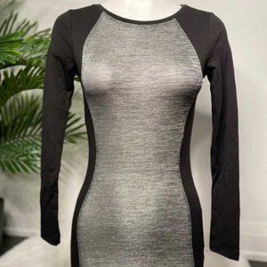 Black and grey long-sleeved dress